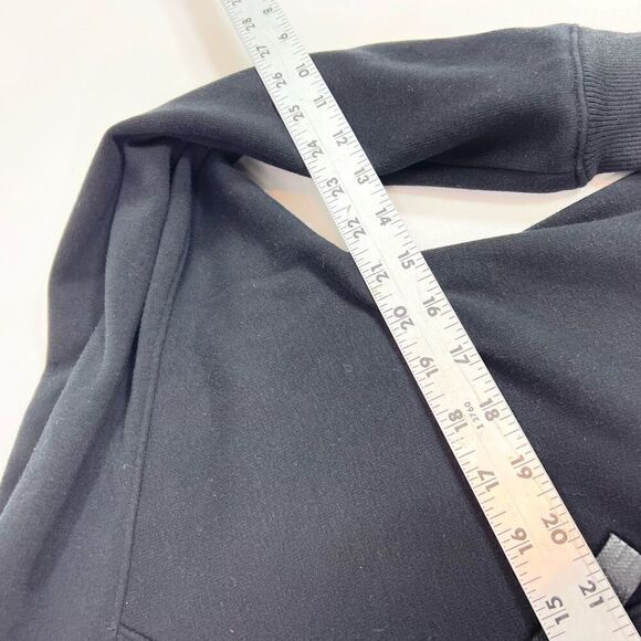 Athleta Cozy Karma Sweatshirt Dress Womens XS Black 1/4 Zip Mock Neck Drawstring - Picture 5 of 12